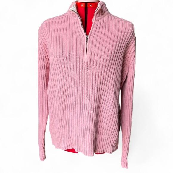 Pink 100 cotton quarter zip sweater - Picture 1 of 8